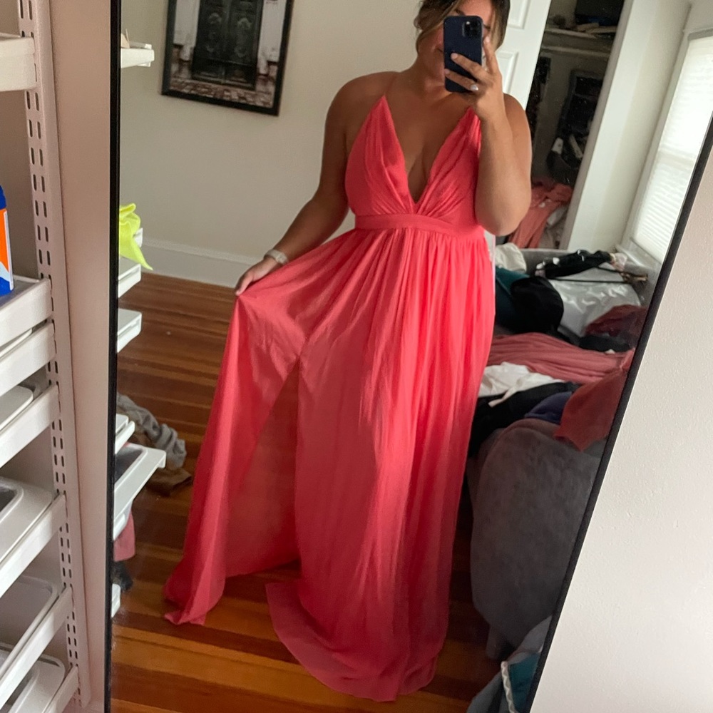 Lulus bright coral maxi dress
